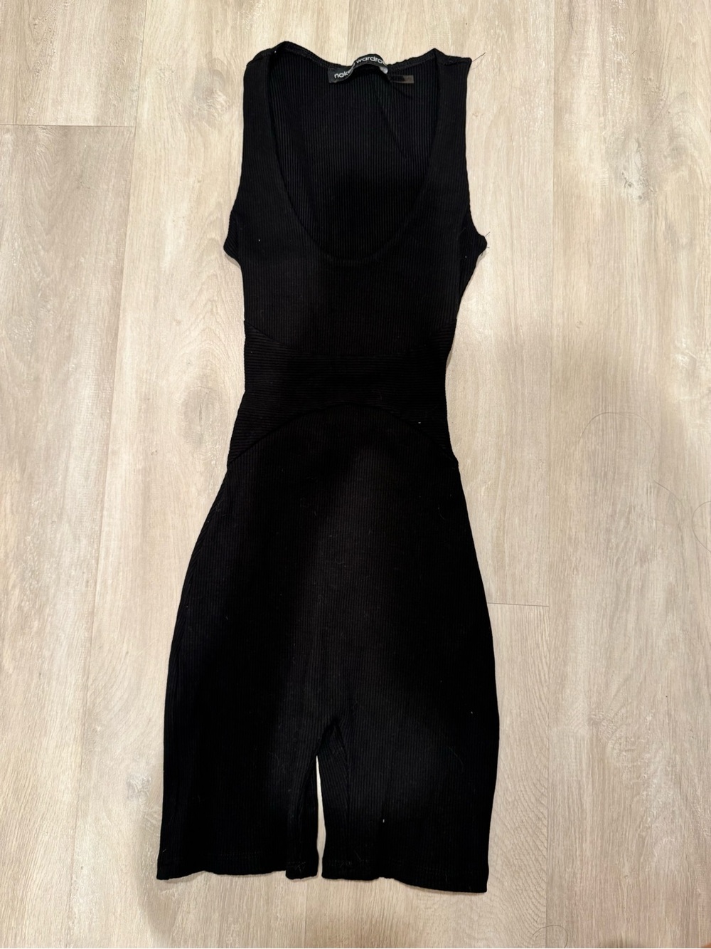 naked wardrobe Black Sleeveless Ribbed Jumpsuit Romper